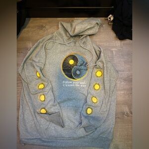 Gray Hoodie with Sun Design